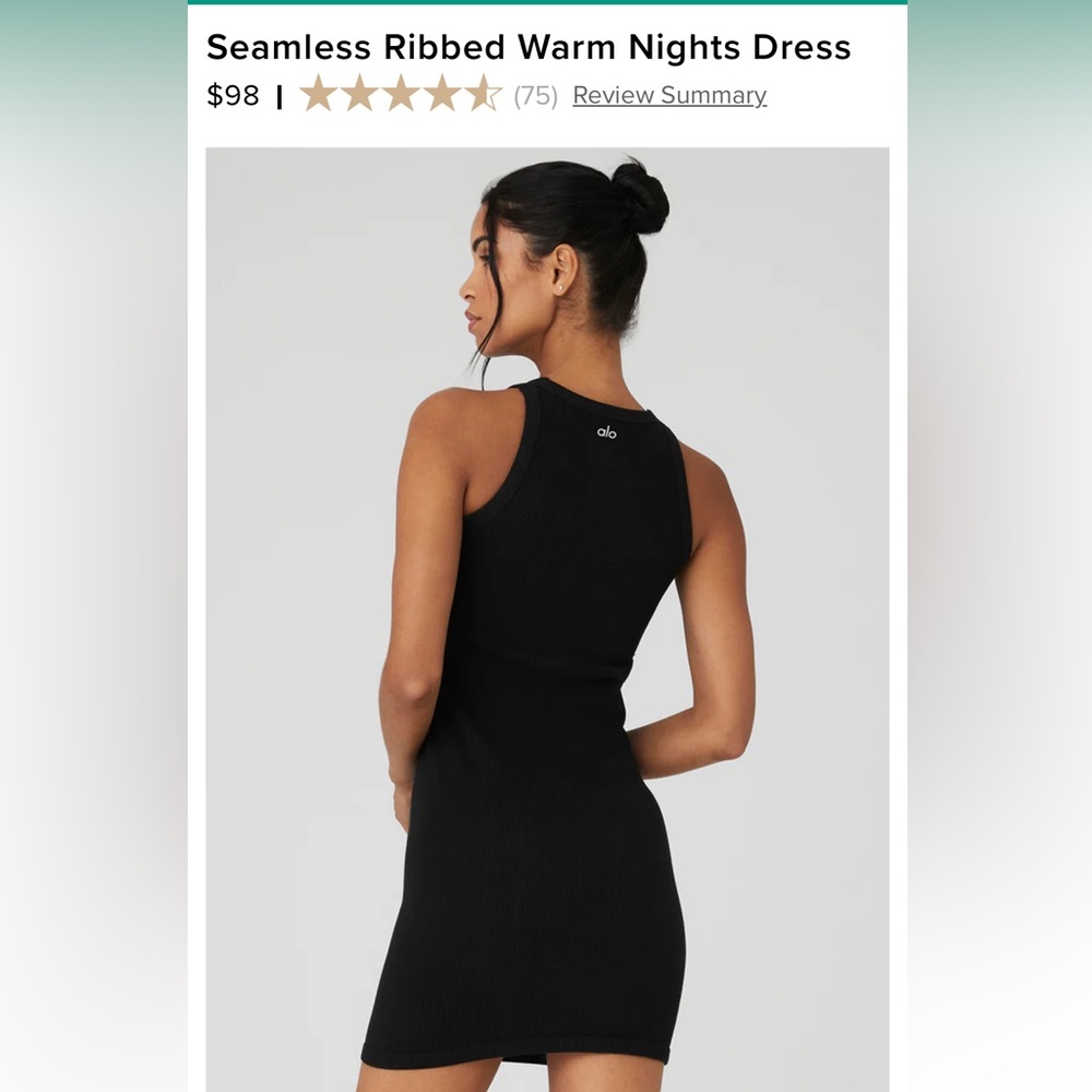 NWT ALO Seamless Ribbed Warm Nights Dress XS TEAL-Never Worn